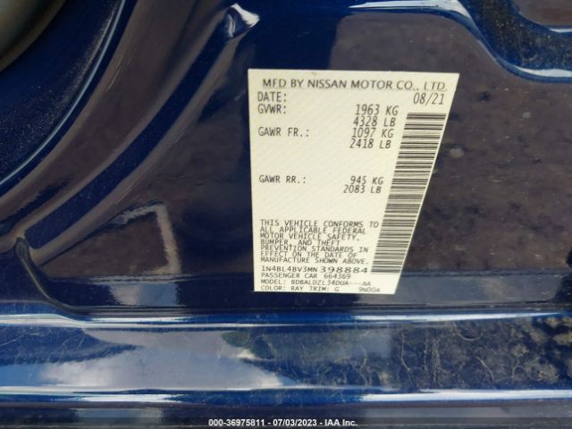 1N4BL4BV3MN398884 Nissan Altima 2.5 S