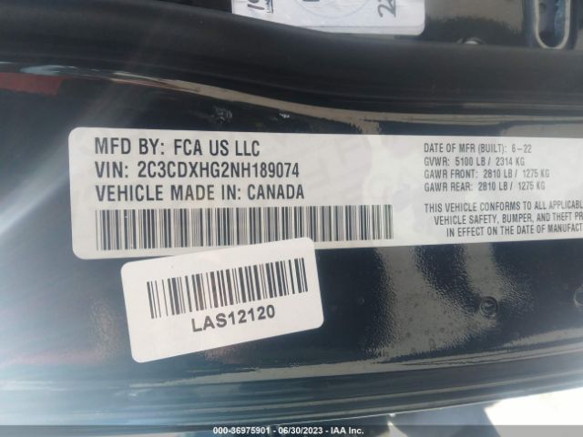 2C3CDXHG2NH189074 Dodge CHARGER GT