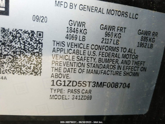Chevrolet MALIBU LT 2021 1G1ZD5ST3MF008704 Image 9