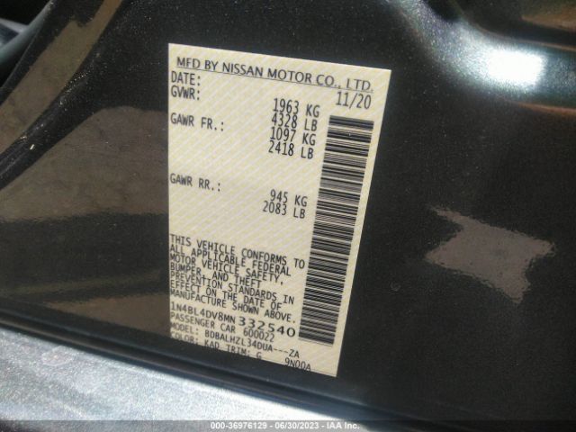 1N4BL4DV8MN332540 Nissan Altima 2.5 Sv