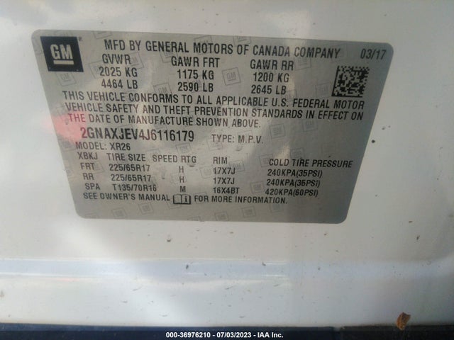 Chevrolet EQUINOX LT 2018 2GNAXJEV4J6116179 Image 15