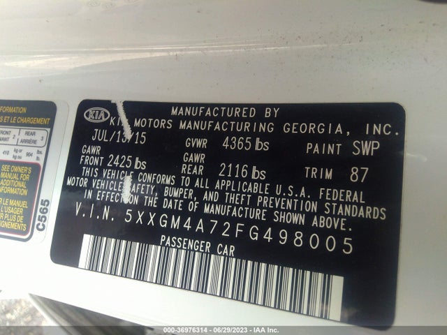 KIA Optima Lx 2015 5XXGM4A72FG498005 Image 9