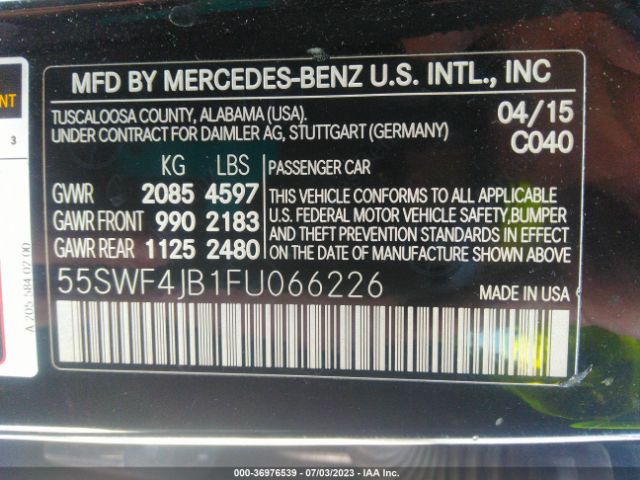 55SWF4JB1FU066226 Mercedes-Benz C-class C 300