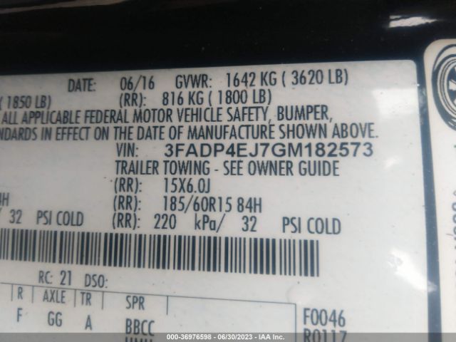 3FADP4EJ7GM182573 Ford FIESTA SE