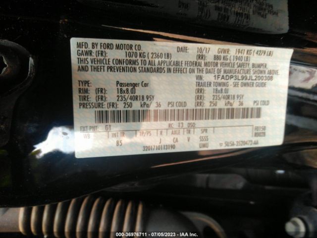 1FADP3L99JL200308 Ford FOCUS ST
