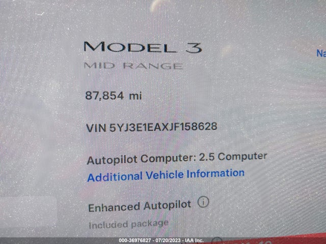 Tesla Model 3 Range Battery 2018 5YJ3E1EAXJF158628 Image 15