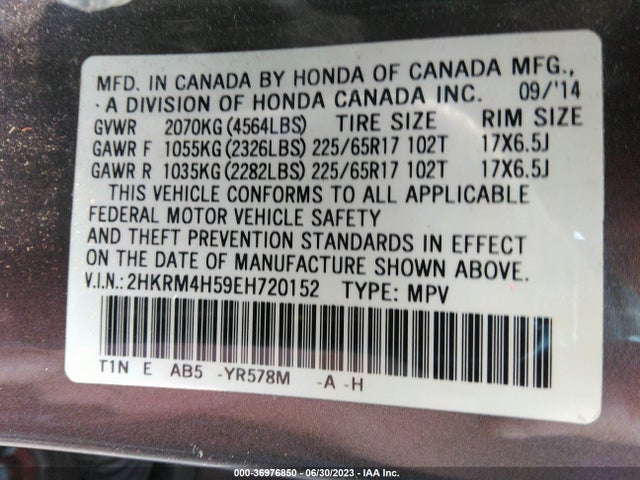 Honda CR-V EX 2014 2HKRM4H59EH720152 Image 9