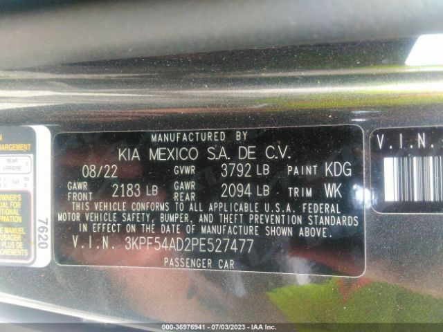 3KPF54AD2PE527477 KIA Forte Gt-line