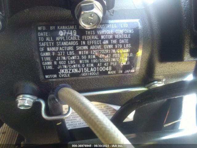 2020 KAWASAKI ZX1400 JKBZXNJ15LA010048 Photo 9