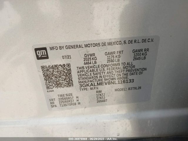 3GKALMEV8NL116133 GMC Terrain Sle