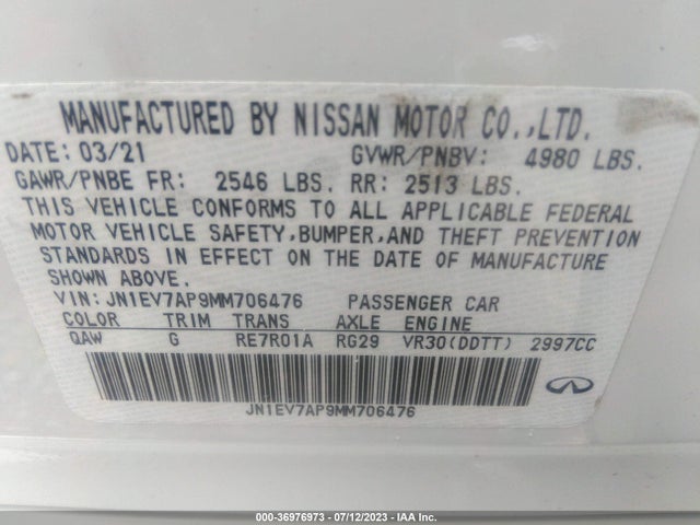 JN1EV7AP9MM706476 Infiniti Q50 3.0t Pure