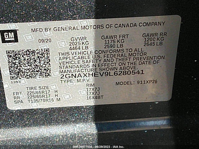 Chevrolet EQUINOX LS 2020 2GNAXHEV9L6280541 Image 9
