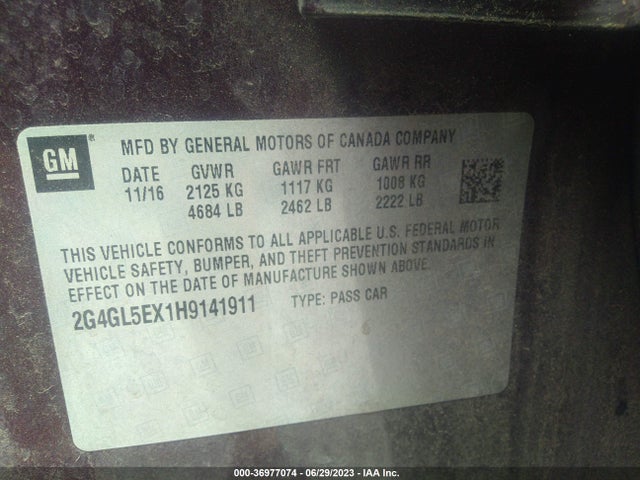 2G4GL5EX1H9141911 Buick Regal Turbo Sport Touring