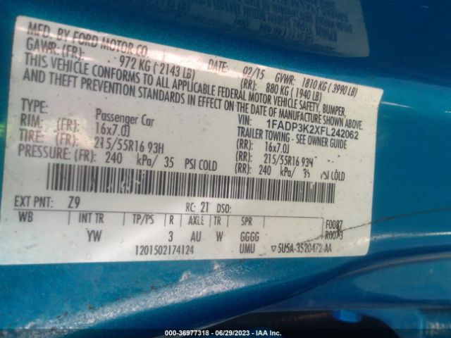 1FADP3K2XFL242062 Ford FOCUS SE