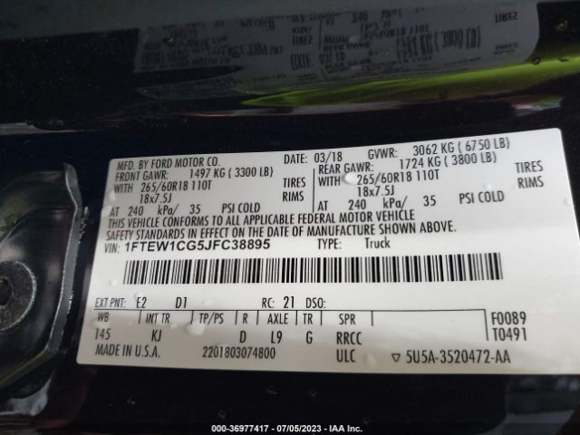 1FTEW1CG5JFC38895 Ford F-150 Xl/xlt/lariat