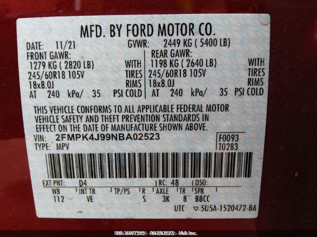 2FMPK4J99NBA02523 Ford Edge Sel/st-line