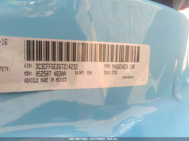 2016 Fiat 500e, VIN: 3C3CFFGE2GT214232