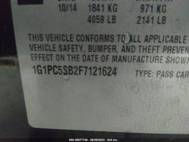 Chevrolet CRUZE LT 2015 1G1PC5SB2F7121624 Image 10