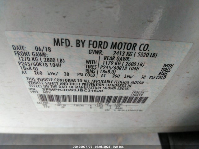 Ford EDGE SE 2018 2FMPK3G93JBC31520 Image 15