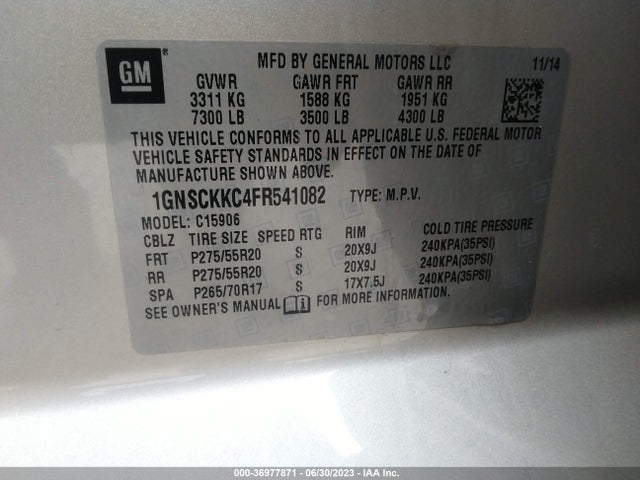 Chevrolet Suburban Ltz 2015 1GNSCKKC4FR541082 Image 9