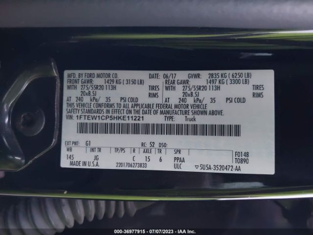 1FTEW1CP5HKE11221 Ford F-150 Xl/xlt/lariat