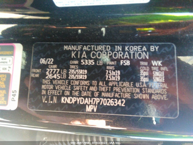 2023 KIA SPORTAGE PLUG-IN HYBRID X-LINE VIN: KNDPYDAH7P7026342