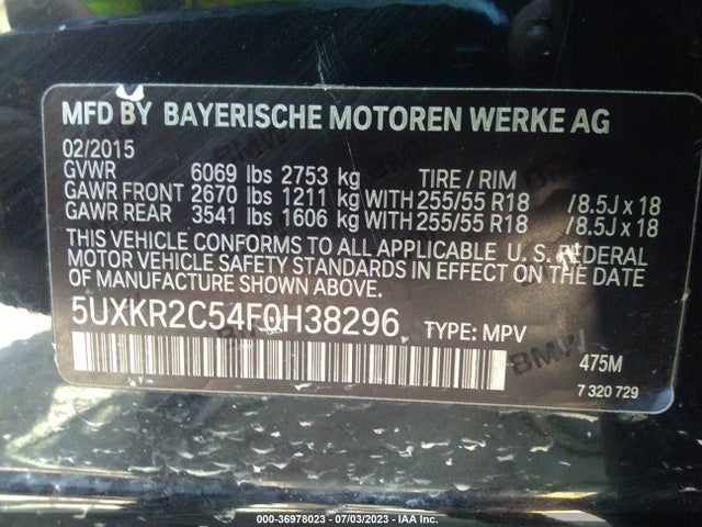 5UXKR2C54F0H38296 BMW X5 Sdrive35i