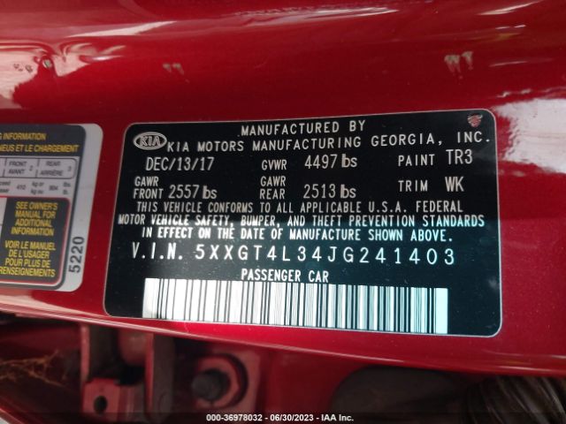 5XXGT4L34JG241403 KIA Optima S