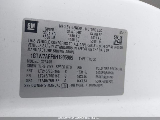 1GTW7AFF8H1906989 GMC SAVANA CARGO VAN