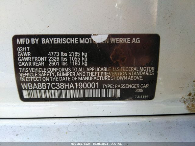 WBA8B7C38HA190001 BMW 3 Series 340i Xdrive