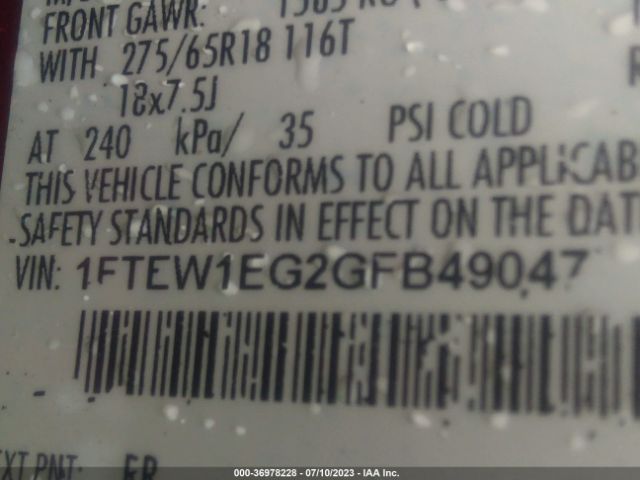 1FTEW1EG2GFB49047 Ford F-150 Xlt/xl/lariat/platinum