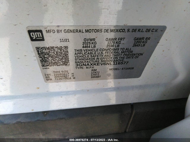 Chevrolet EQUINOX LT 2022 3GNAXKEV6NL116577 Image 9
