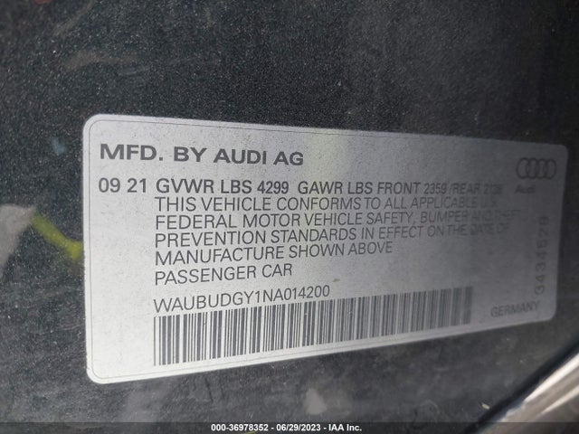 WAUBUDGY1NA014200 Audi A3 Sedan Premium Plus