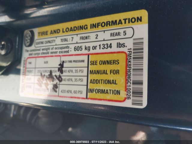 1FM5K8FH0HGC10026 Ford Explorer Limited