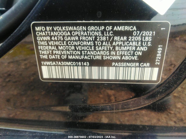 1VWSA7A30MC016143 Volkswagen Passat 2.0t Se
