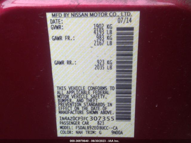 1N4AZ0CP3FC307355 Nissan LEAF S