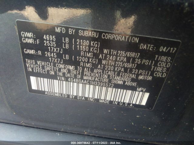 4S4BSAAC1H3395572 Subaru Outback