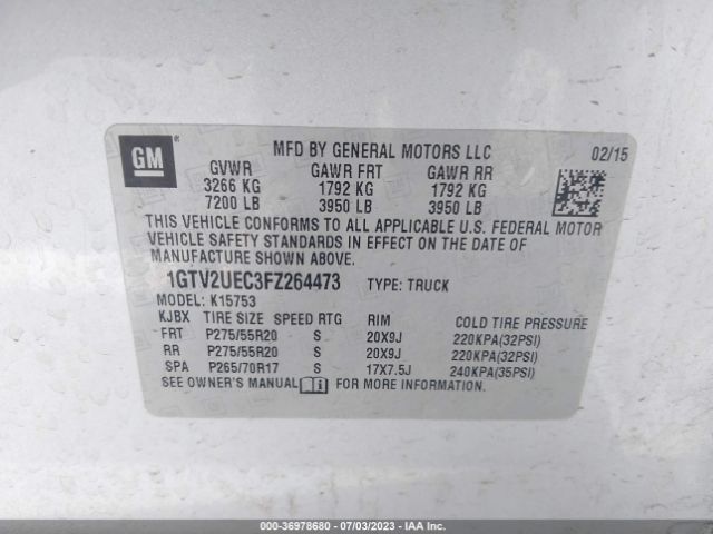 1GTV2UEC3FZ264473 GMC Sierra 1500 Sle