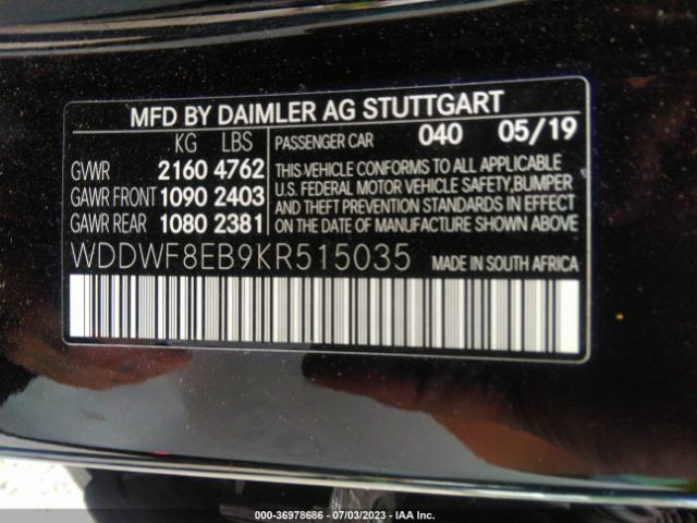 WDDWF8EB9KR515035 Mercedes-Benz C-class C 300