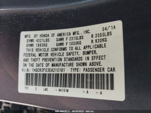 1HGCR2F53EA210161 Honda Accord Sedan Sport