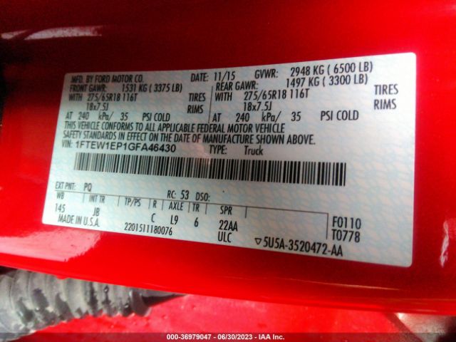 1FTEW1EP1GFA46430 Ford F-150 Xlt/xl/lariat
