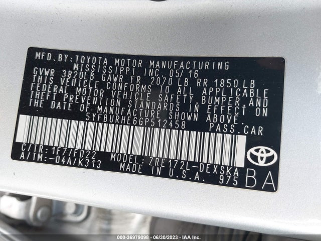 Toyota Corolla L/le/s/s Plus/le Plus 2016 5YFBURHE6GP512458 Image 16