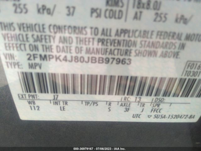 2FMPK4J80JBB97963 Ford EDGE SEL