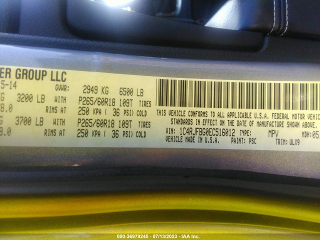 1C4RJFBG0EC516012 Jeep Grand Cherokee Limited