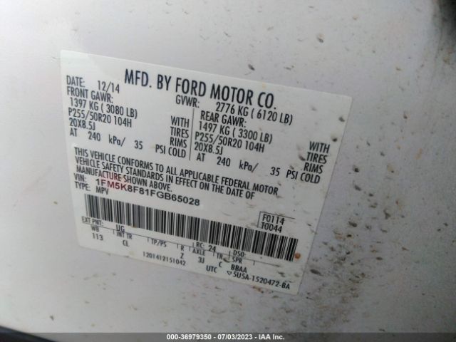 1FM5K8F81FGB65028 Ford Explorer Limited