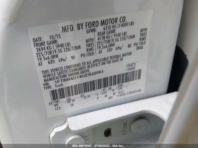 2016 Ford F-450, VIN: 1FT8W4DT4GEB22063