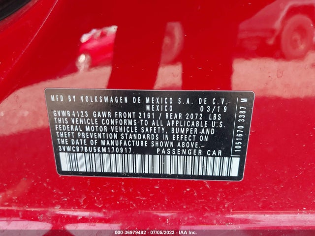 3VWCB7BU5KM170917 Volkswagen Jetta S/se/r-line