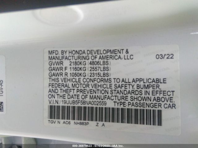 19UUB5F58NA002559 Acura Tlx W/a-spec Package