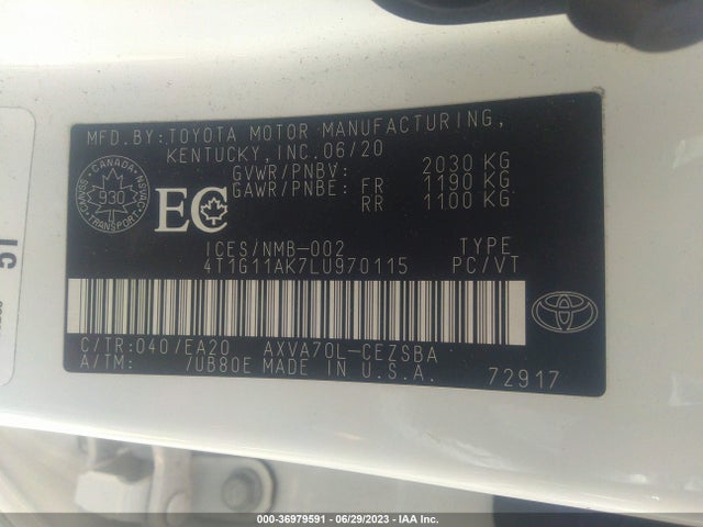Toyota CAMRY SE 2020 4T1G11AK7LU970115 Image 16