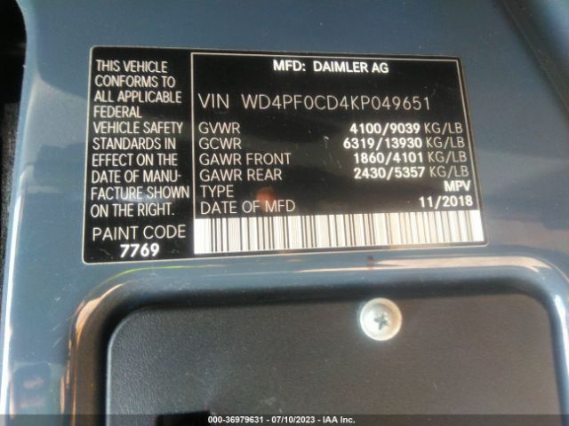 WD4PF0CD4KP049651 Mercedes-Benz SPRINTER VAN